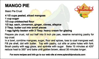 Mango Pie Recipe Card